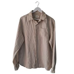 American Eagle AE77 Shirt Classic Button-Up Long Sleeve Beige Mens Size Medium